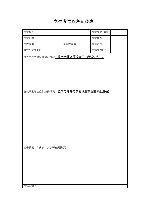 学生考试监考记录表【模板】