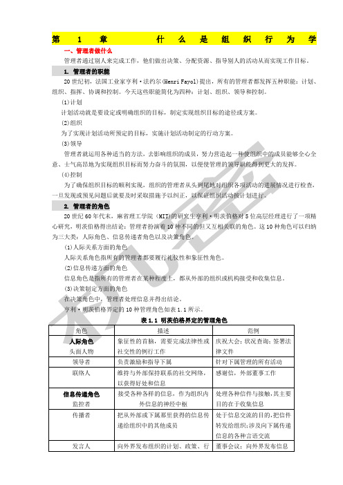 组织行为学知识点