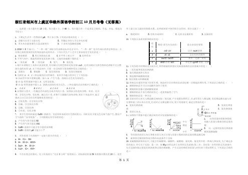 浙江省绍兴市上虞区华维外国语学校初三10月月考卷(无答案)