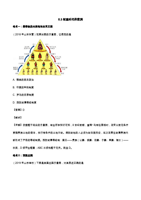 山东省中考历史试题分类汇编专题5.3封建时代的欧洲(含解析)