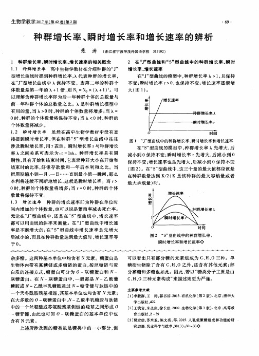 种群增长率、瞬时增长率和增长速率的辨析