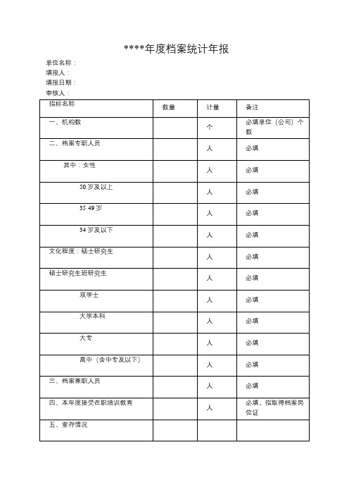 档案统计年报