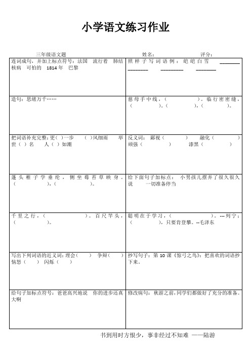 小学三年级语文综合运用VI (10)