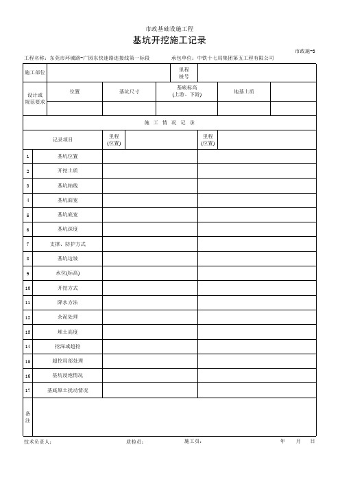 市政施-3基坑开挖施工记录