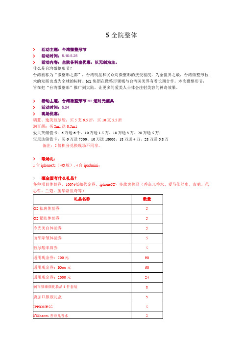 医美整形5月营销活动政策方案