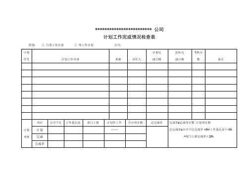 计划工作完成情况检查表