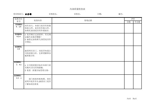 品管部检查表