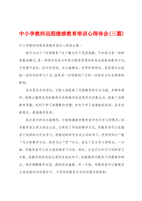 中小学教师远程继续教育培训心得体会(三篇)