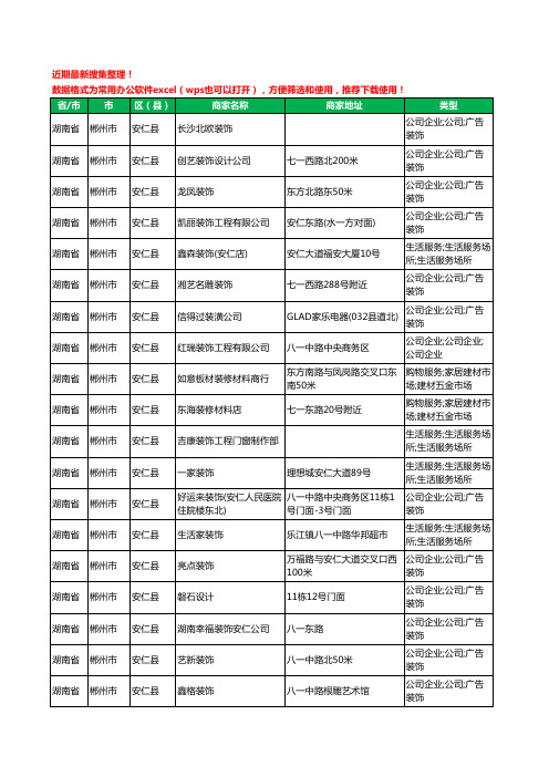 2020新版湖南省郴州市安仁县装修公司工商企业公司商家名录名单黄页联系方式电话大全23家