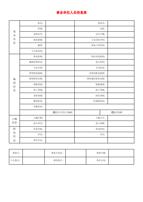 事业单位人员信息表