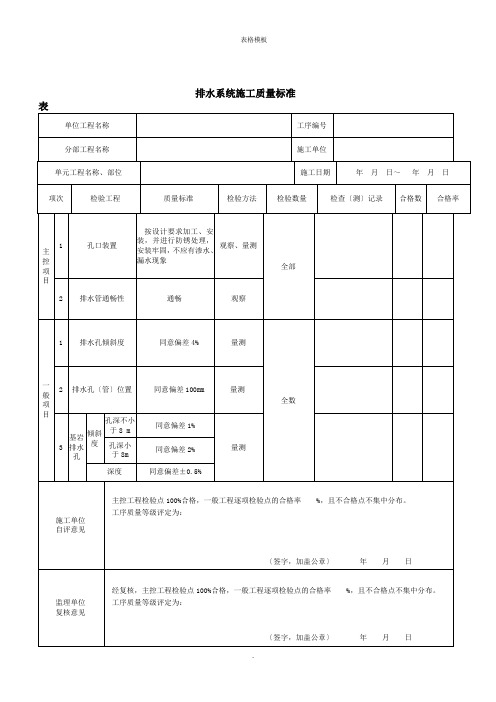 排水系统施工质量标准