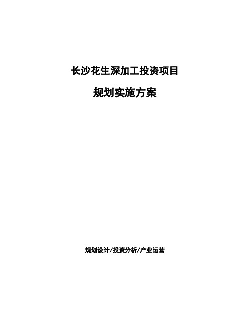 长沙花生深加工投资项目规划实施方案