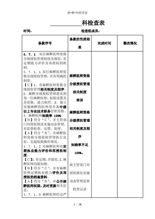 麻-醉-科检查表