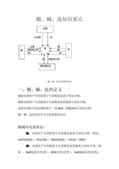 初三化学酸、碱、盐知识要点