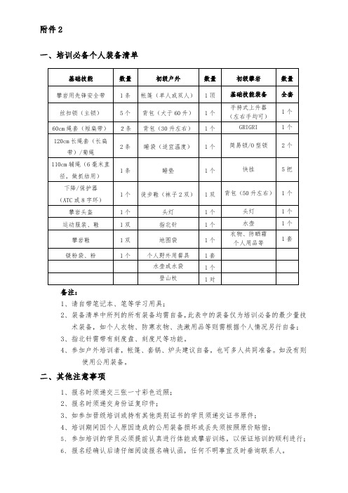 装备要求及注意事项