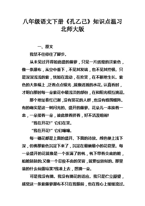 八年级语文下册孔乙己知识点温习北师大版