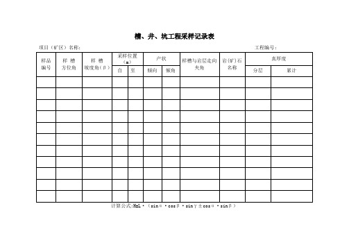 野外记录表格模板