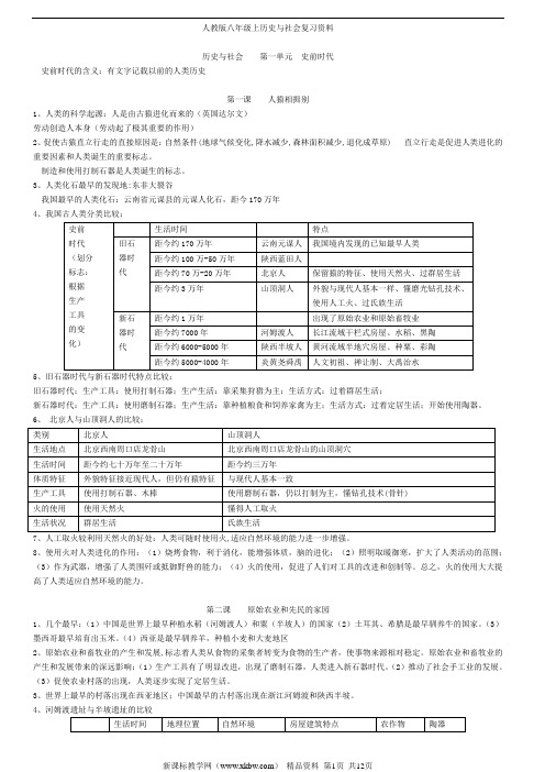 八上社会复习提纲(新课标)浙教版