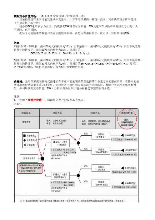 PMP 项目管理 笔记三 预期货币价值分析EMV