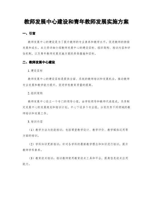 教师发展中心建设和青年教师发展实施方案