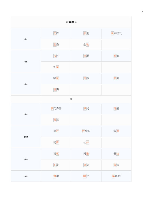 精同音字汇总全套汇编