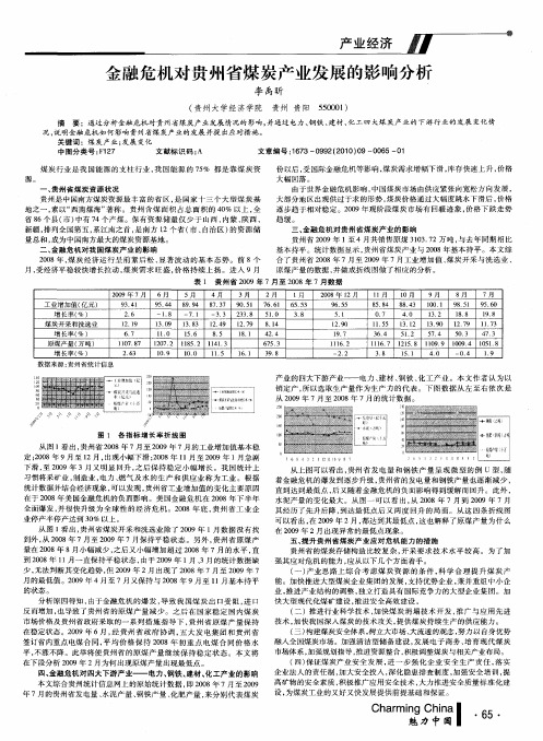 金融危机对贵州省煤炭产业发展的影响分析