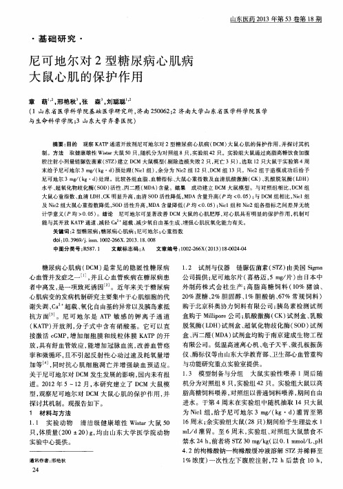 尼可地尔对2型糖尿病心肌病大鼠心肌的保护作用