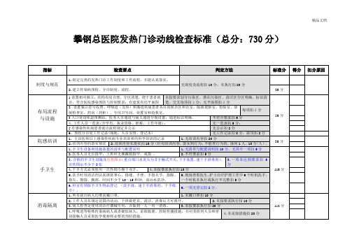 院感动线检查标准(发热门诊)