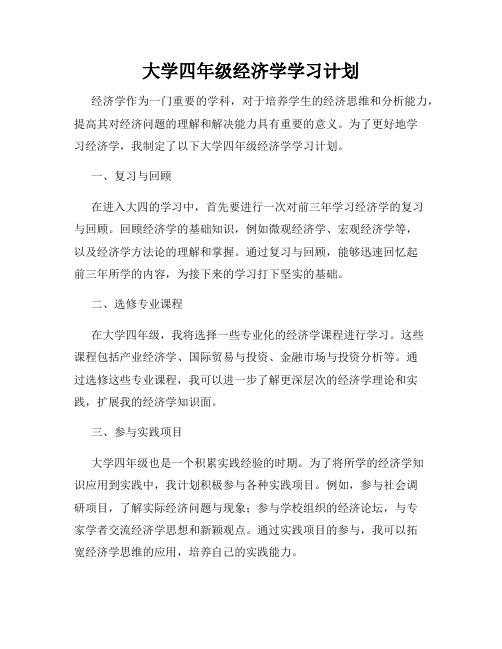 大学四年级经济学学习计划