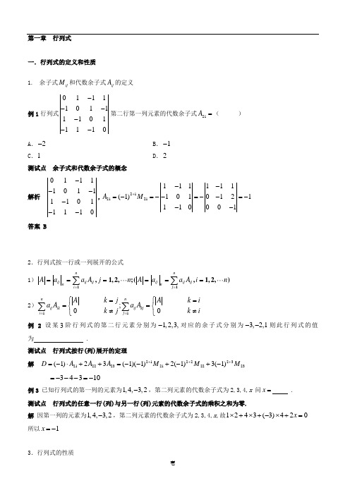 自考线性代数重点总结