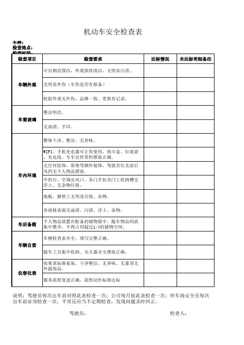 机动车安全检查表(完整版)