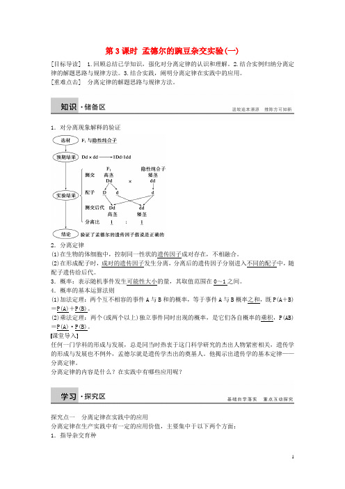 高中生物 第一章 第3课时 孟德尔的豌豆杂交实验(一)课时作业 新人教版必修2