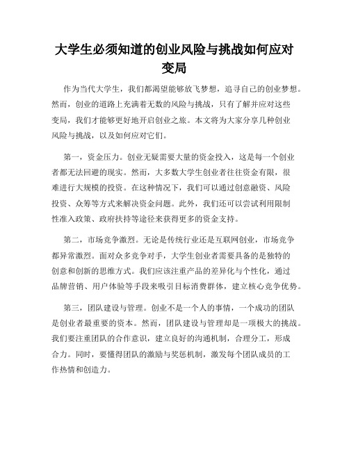 大学生必须知道的创业风险与挑战如何应对变局