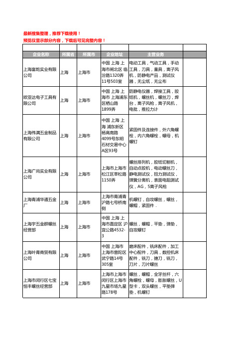 新版上海市螺丝机工商企业公司商家名录名单联系方式大全237家