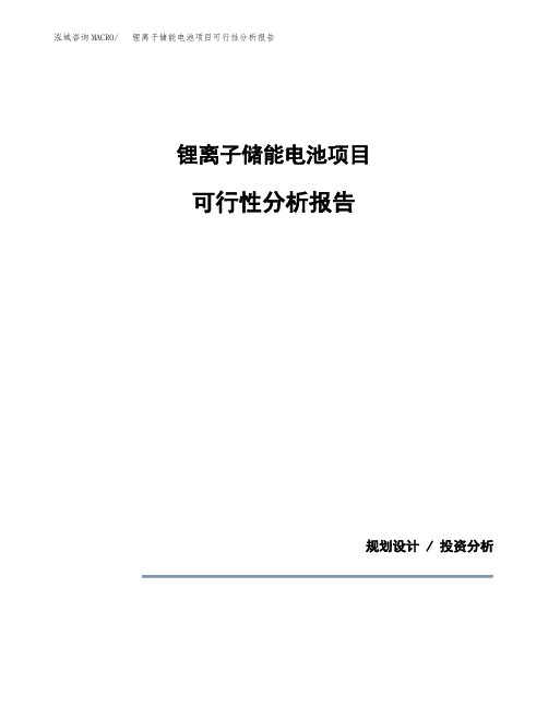 锂离子储能电池项目可行性分析报告(模板参考范文)