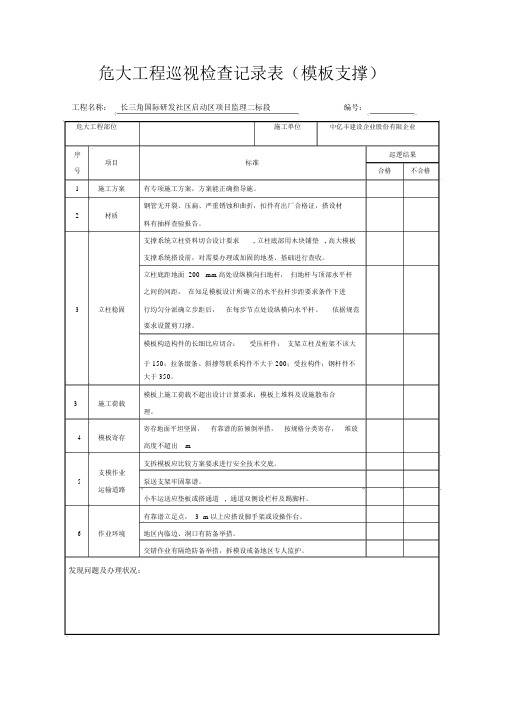 危大工程巡视检查记录表-(模板支撑)