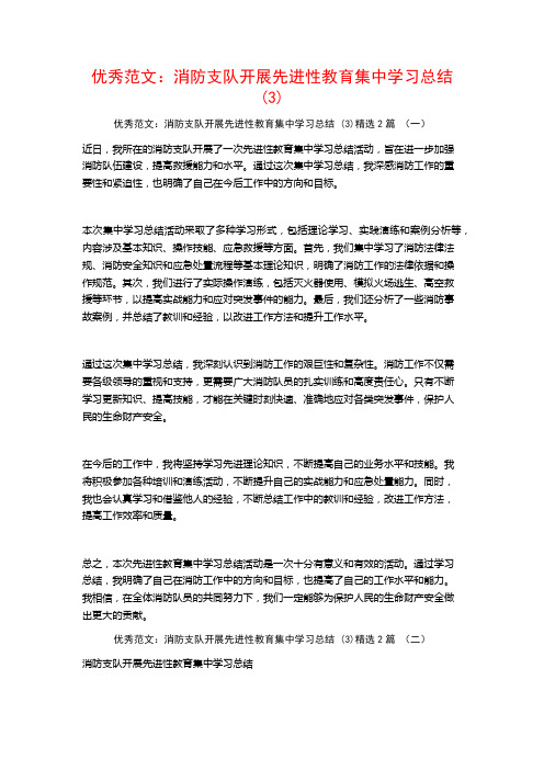 优秀范文：消防支队开展先进性教育集中学习总结2篇