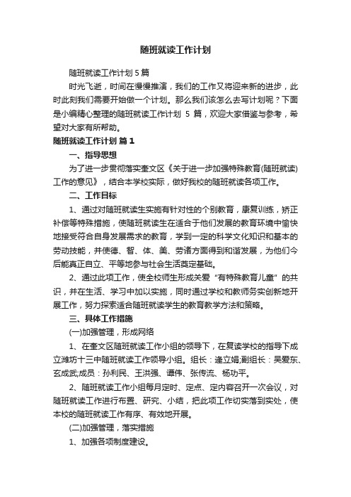 随班就读工作计划