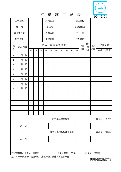 打桩施工记录