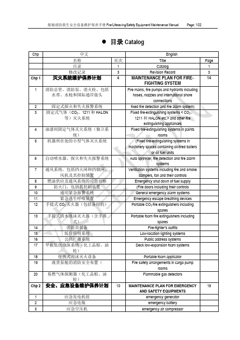 船舶消防救生安全设备维护保养手册 Fire Lifesaving Safety Equipment Maintenance Manual
