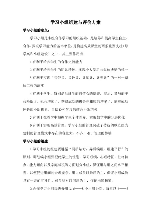 学习小组组建与评价