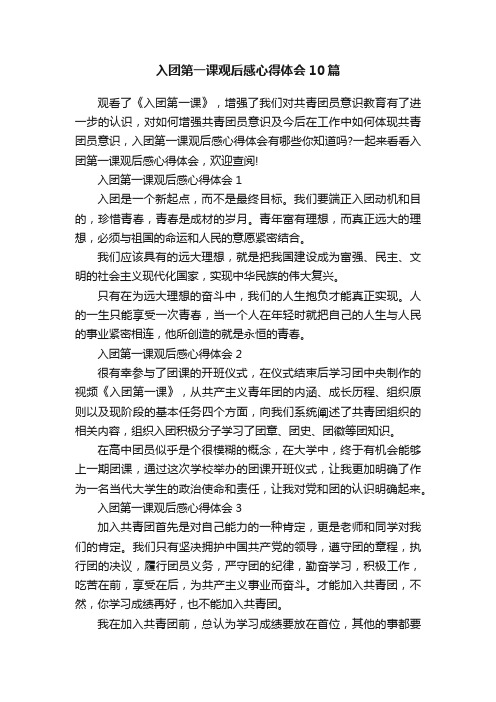 入团第一课观后感心得体会10篇