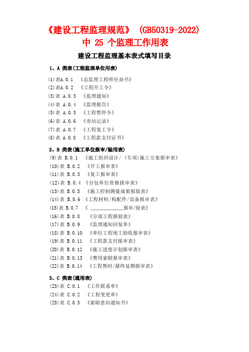 GB50319-2022    _建设工程监理规范中用表