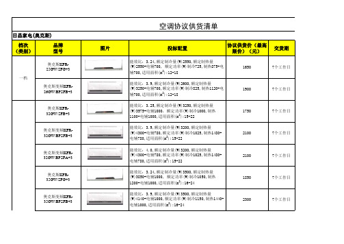 空调协议供货清单xls