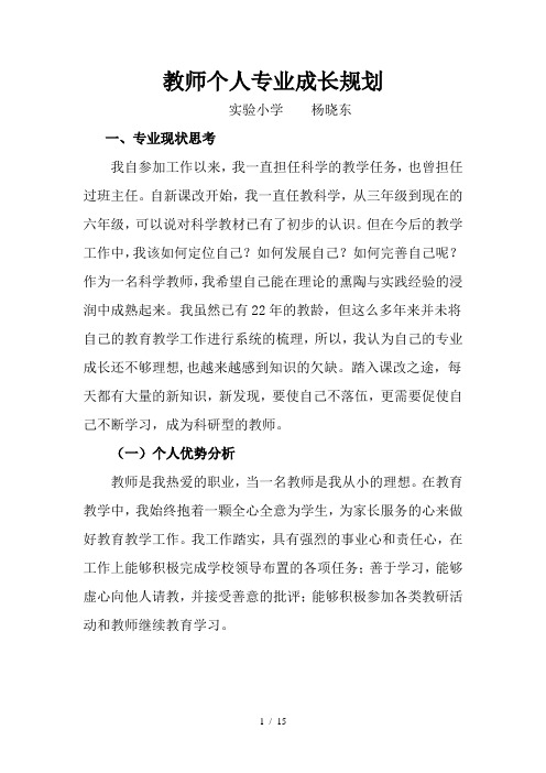 教师个人专业成长规划word参考模板