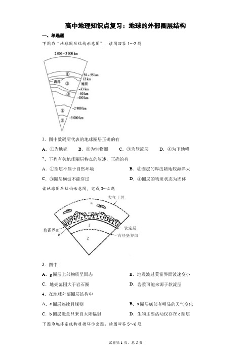 高中地理知识点复习：地球的外部圈层结构