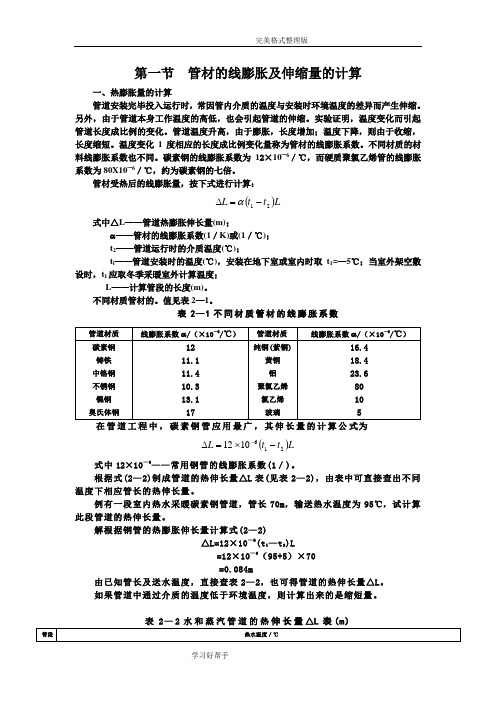 管材的线膨胀及伸缩量的计算