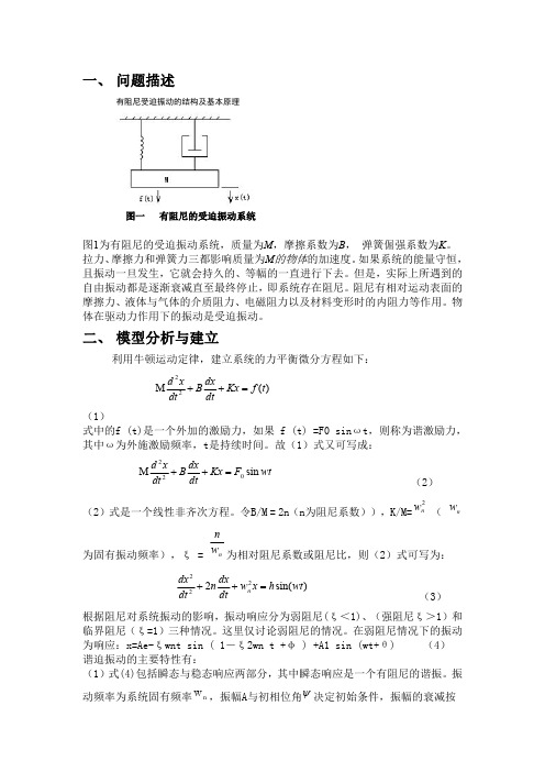 MATLAB系统仿真报告——有阻尼受迫振动系统