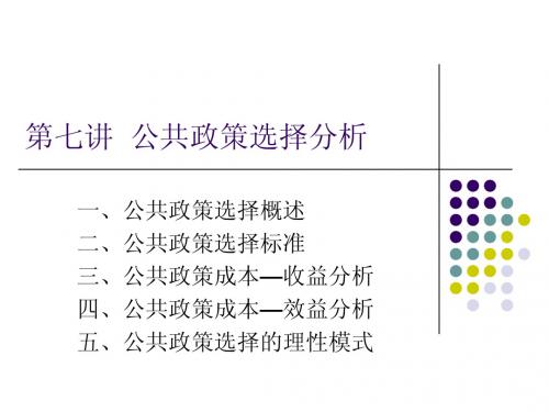 第七讲公共政策选择分析