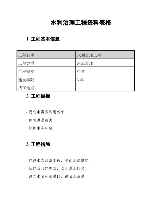 水利治理工程资料表格